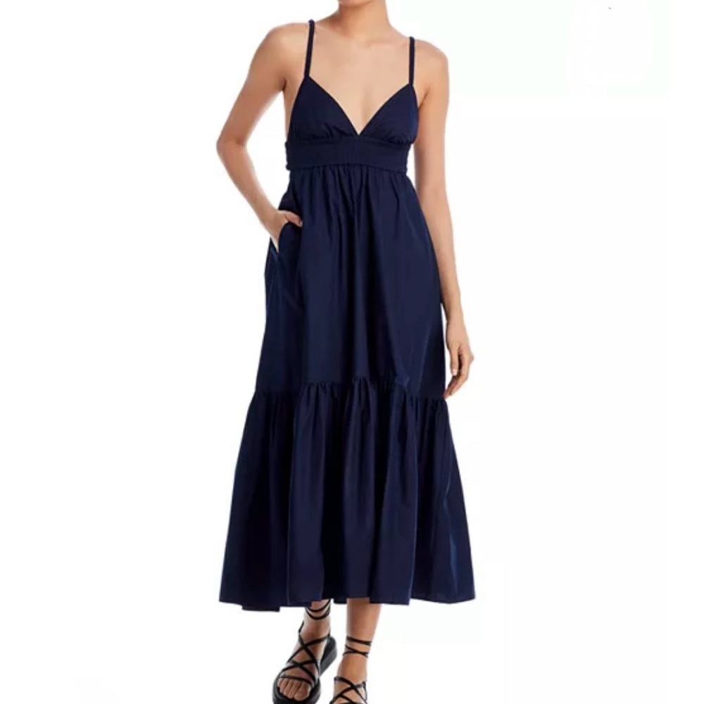 A.L.C Rhodes Vneck Tiered maxi dress navy blue size 6